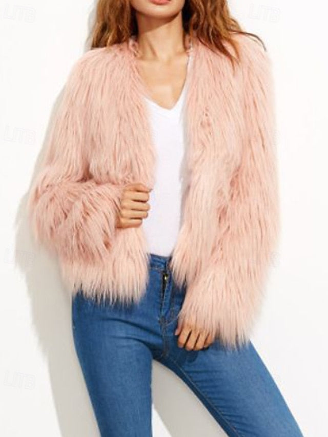 Comfortable Furs Faux Fur Warm Leathers Coat Women's FashionChic