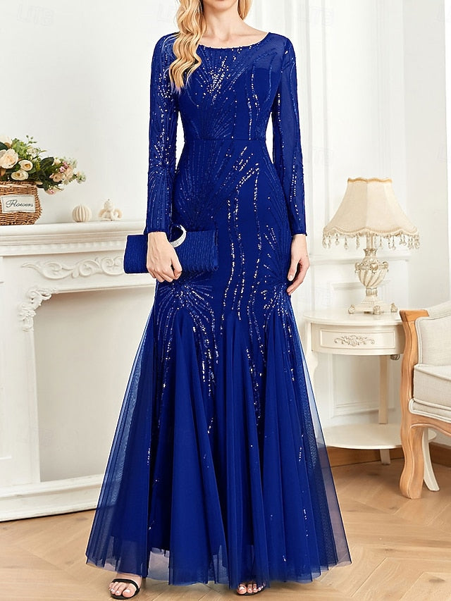 Crew Floor Mother Bride Elegant the Party Neck of Dress FashionChic