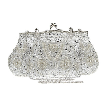 Vintage Evening Clutch Beaded Purse White Women's – FashionChic