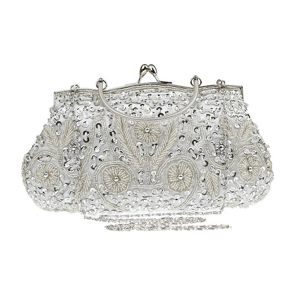Vintage Evening Clutch Beaded Purse White Women's – FashionChic
