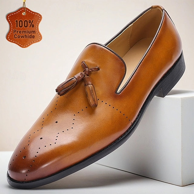 Tassel Loafers Light Brown Classic – Leather Men's FashionChic