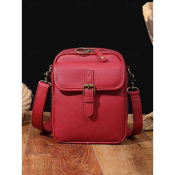 Bag Front Brown with Faux Vintage Leather Women's Crossbody FashionChic