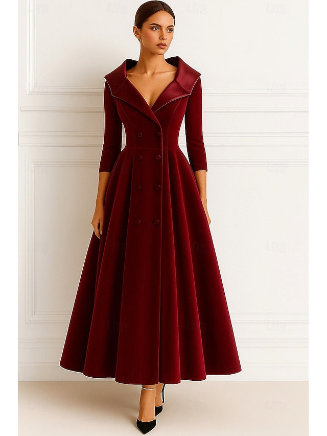 of Elegant Vintage Red the Mother Bride A-Line Black Dress FashionChic