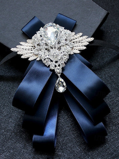 Luxury Brooch Bow Pin Tie Men's Crystal - Elegant Ribbon FashionChic