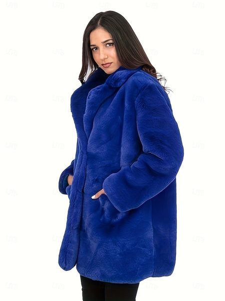 Knitting Warm Comfortable Pocket Faux Fur Coat Women's FashionChic