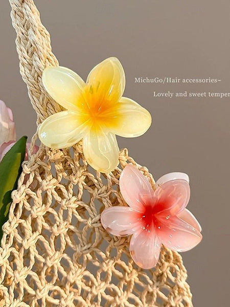 Clips Flower Plumeria Hair – Resin Tropical 6PCS Hawaiian FashionChic