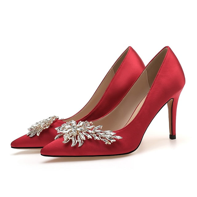 – Rhinestone Women's Heels Pink Satin Elegant High FashionChic