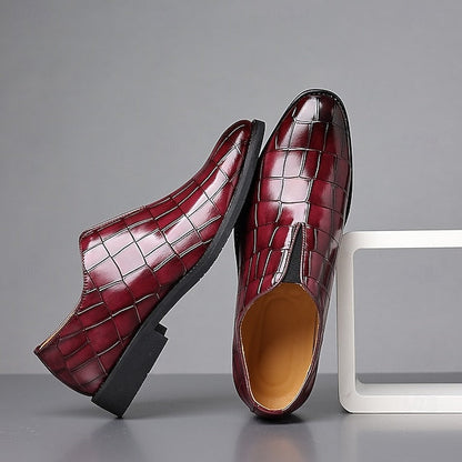 Shoes Pattern Men's Burgundy – Dress Crocodile Slip-On FashionChic