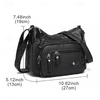 Leather Multiple Women's with Bag Quilted Crossbody Faux FashionChic