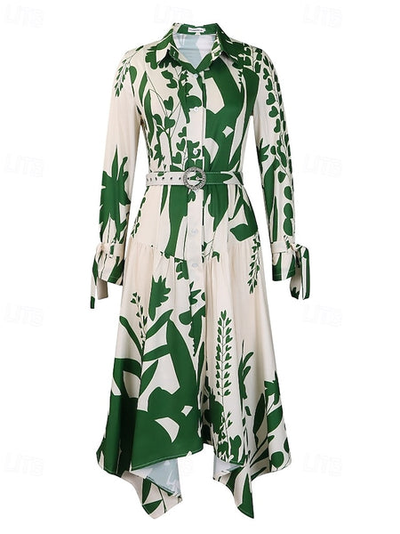 Women's Midi Dress Shirt Dress Floral Dress Print Dress
