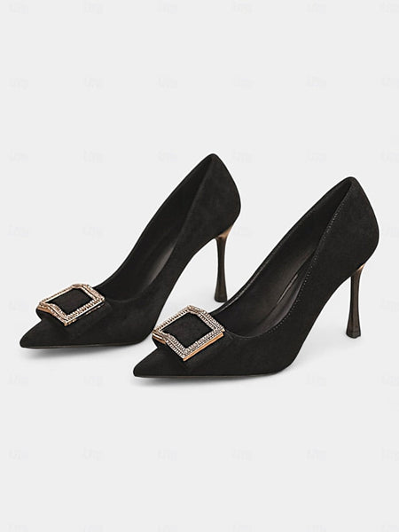 Heels Women's Pointed Elegant Champagne Buckle Toe – FashionChic