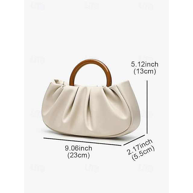 Clutch Faux with Bag Leather Women's Acrylic Tote Pleated FashionChic