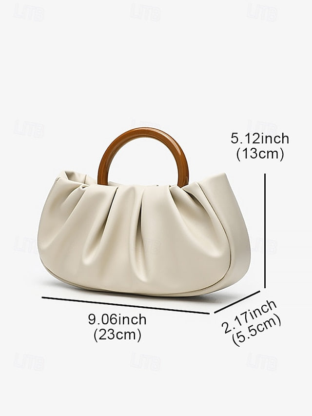 with Pleated Women's Faux Leather Acrylic Tote Bag Clutch FashionChic