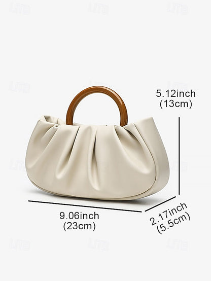 with Pleated Women's Faux Leather Acrylic Tote Bag Clutch FashionChic