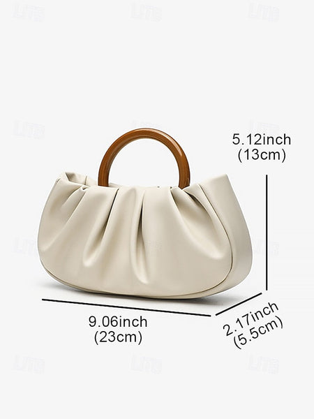 with Pleated Women's Faux Leather Acrylic Tote Bag Clutch FashionChic