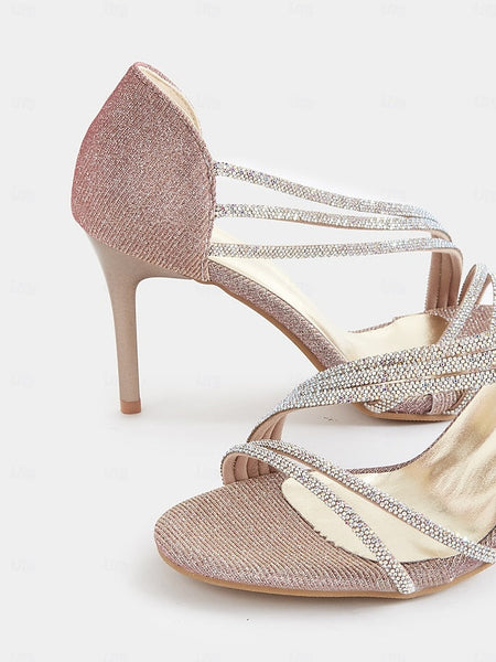 Rhinestone Heel for Crystal Strappy Sandals Women High – FashionChic