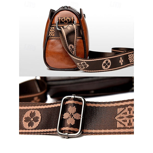 Crossbody Vintage Shoulder Bag – Women's Faux Leather FashionChic