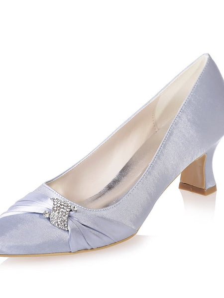 Kitten Women's Bow Blue with Rhinestone Royal Satin Heels FashionChic