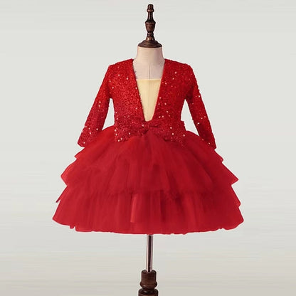 Dress Party Long Sleeve Sequin Performance Kids Girls' FashionChic