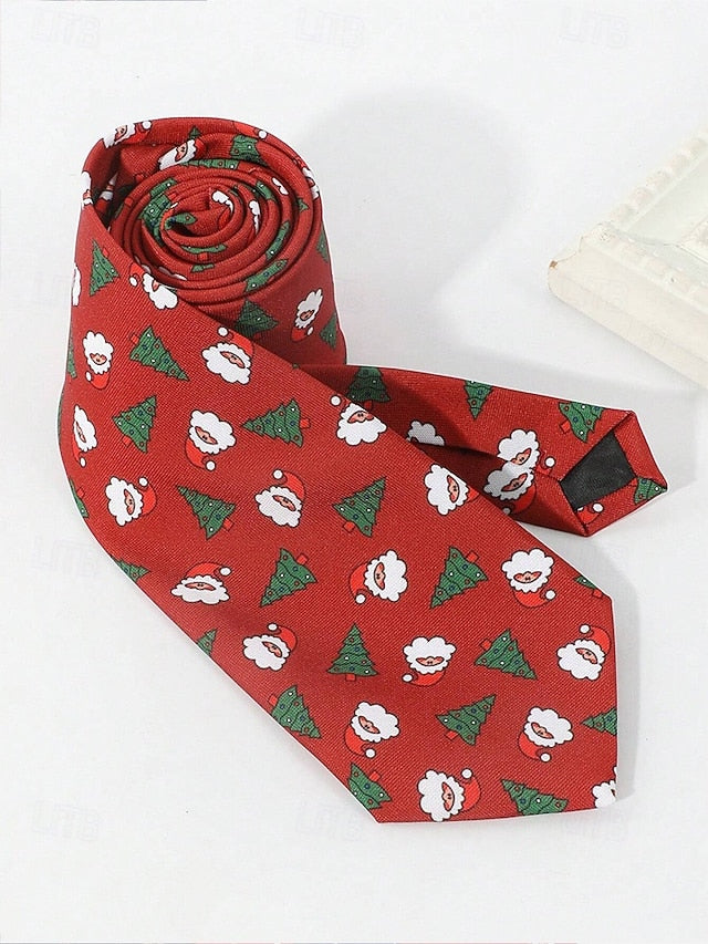 Fun Polyester Tree Men's Christmas Silk Santa – and Tie FashionChic