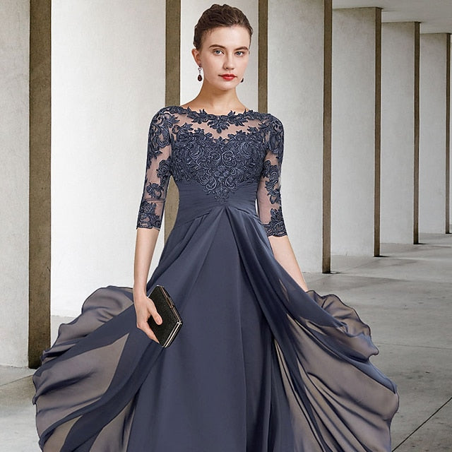 the Wedding of Plus Bride Guest Mother Size Elegant A-Line Dress FashionChic