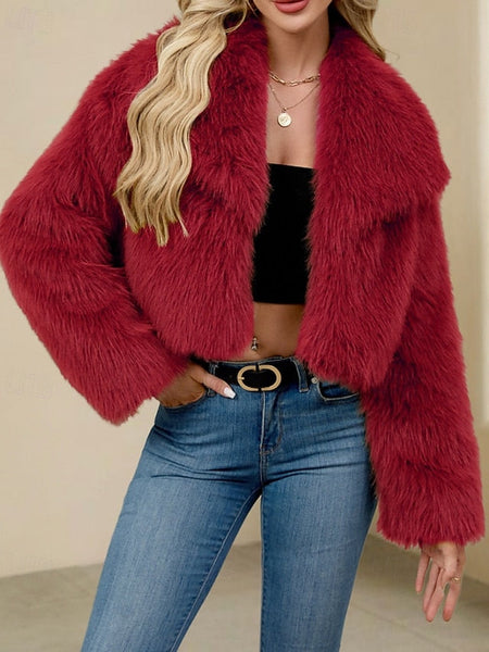 Women's Fur Leathers Furs Coat Warm Faux Comfortable FashionChic