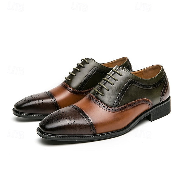 Black – Wingtip Brown Leather Oxford Faux Men's and Shoes FashionChic