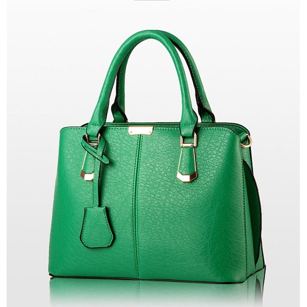 Elegant Faux Leather Structured Handbag – Green Women's FashionChic