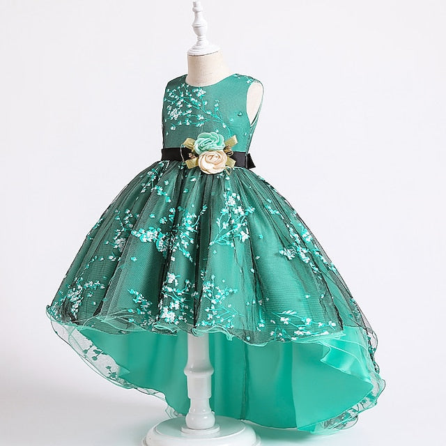 Sleeveless Floral Girls' Kids Solid Dress Wedding Colored FashionChic