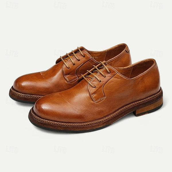 Shoes Welt Derby with Goodyear Leather Tan and Men's Clean FashionChic