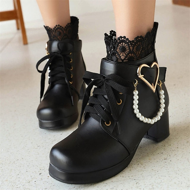Ankle Women's – Wedding Bridal Lace-Up White Boots Shoes FashionChic