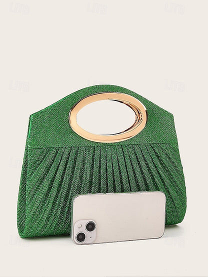 Gold Glitter Women's Clutch Bag with Handle Evening FashionChic