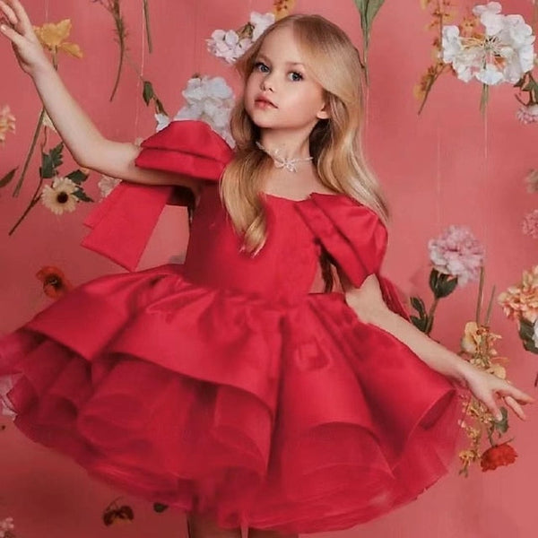 Color Party Dress Flower Kids Girls' Girl Solid FashionChic