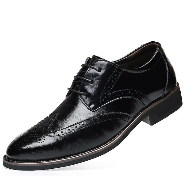 Shoes Classic Oxford Faux Brogue with Men's Blue Leather FashionChic