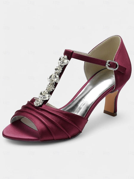 Satin Detail Open-Toe with White – Heels Bridal Crystal FashionChic