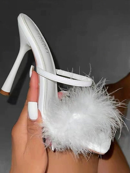 Heeled Sandals – Feathered High Bold Green FashionChic