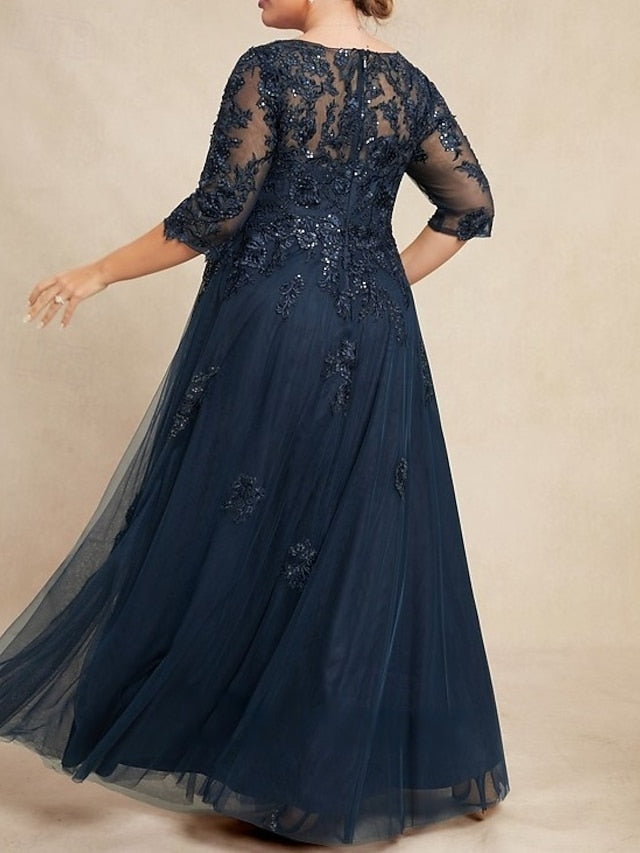 of V Mother Wedding Guest Dress A-Line the Neck Bride Elegant FashionChic