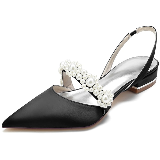 Dress Pearl White Elegant Satin with Women's Shoes FashionChic