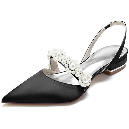 Dress Pearl White Elegant Satin with Women's Shoes FashionChic