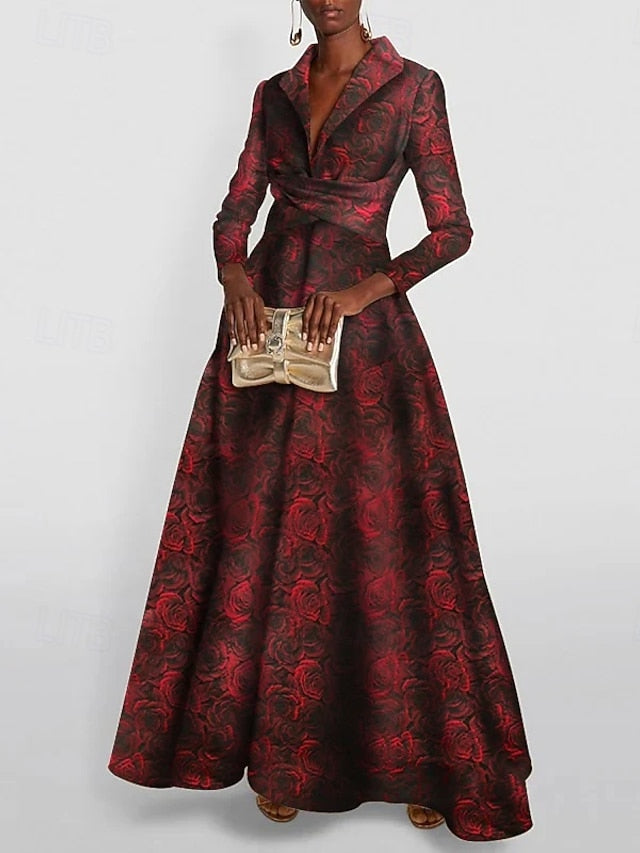 A-Line Bride Jacquard Gown the Mother of Elegant Red Evening FashionChic