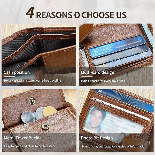 wallet card leather purse multi top cowhide layer Genuine coin FashionChic