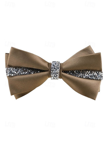 Tie Elegant with – Embellishment Satin Burgundy Bow Crystal FashionChic