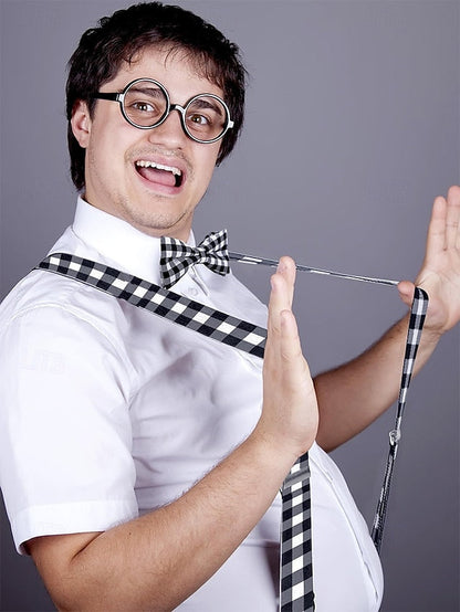 Men's Set Tie Plaid and Adjustable Suspender Bow Christmas FashionChic