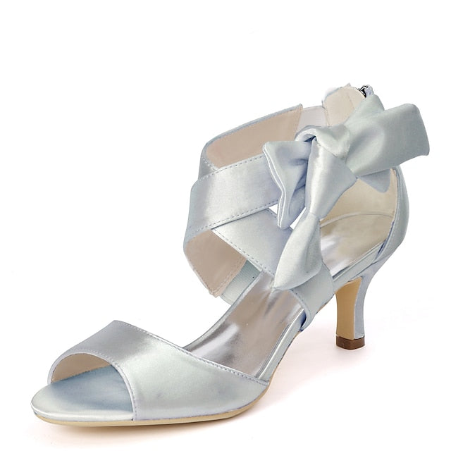 Heel Women's Bowknot Shoes Open Wedding Bridal Kitten FashionChic