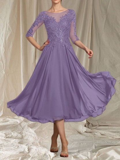 Crew Elegant A-Line Guest of the Dress Mother Neck Wedding Bride FashionChic