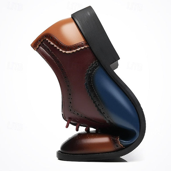 Brogue Black Shoes Brown Men's Faux and – Two-Tone FashionChic