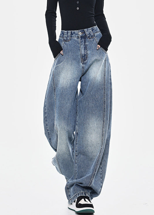 Pants Fashion Pockets High Spring Blue Patchwork Waist Denim FashionChic