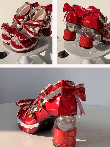 High-heel Red - Straps Crossed Mary Sweet Janes Lolita FashionChic
