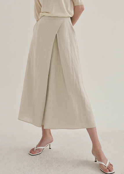 Leg Pants Linen Waist High Spring Wide French FashionChic