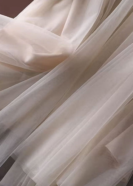 Unique Dress White Summer Patchwork Tulle Denim Strap FashionChic